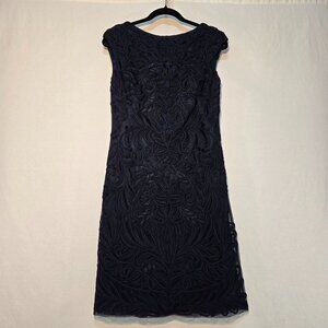 SUE WONG Quite Luxury Blue Embellished Floral Sheath Dress Size 8 New NO Tags!
